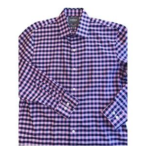 Bonobos Purple Gingham Dress Shirt Mens 16 33 Tailored Slim Fit Button Up